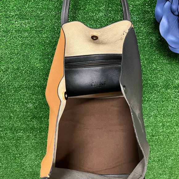 Vintage Celine Pairs black and caramel color block tote with tassels - Picture 3 of 14